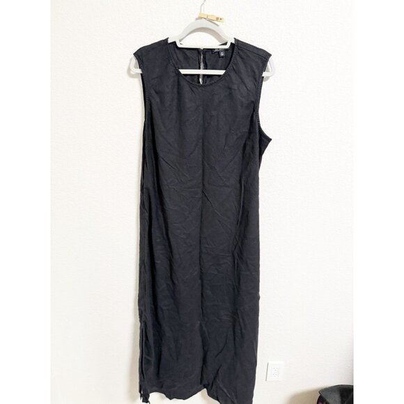 J.Crew Carolyn Dress In Linen Sleeveless Keyhole Back Relaxed Fit Black Size XXL - Picture 2 of 9